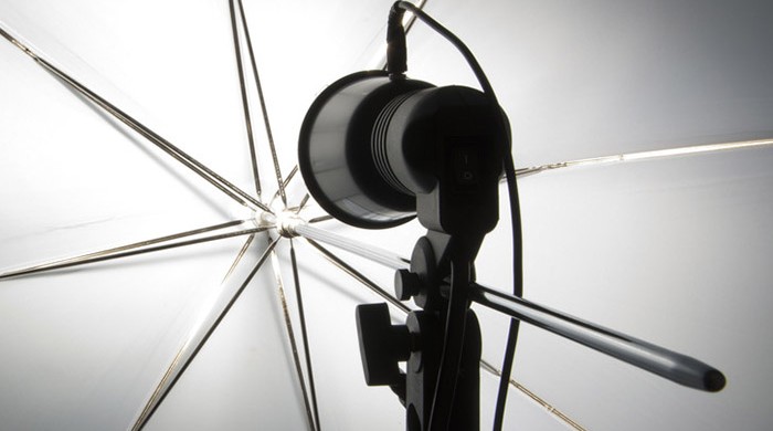 Photography set up with umbrella